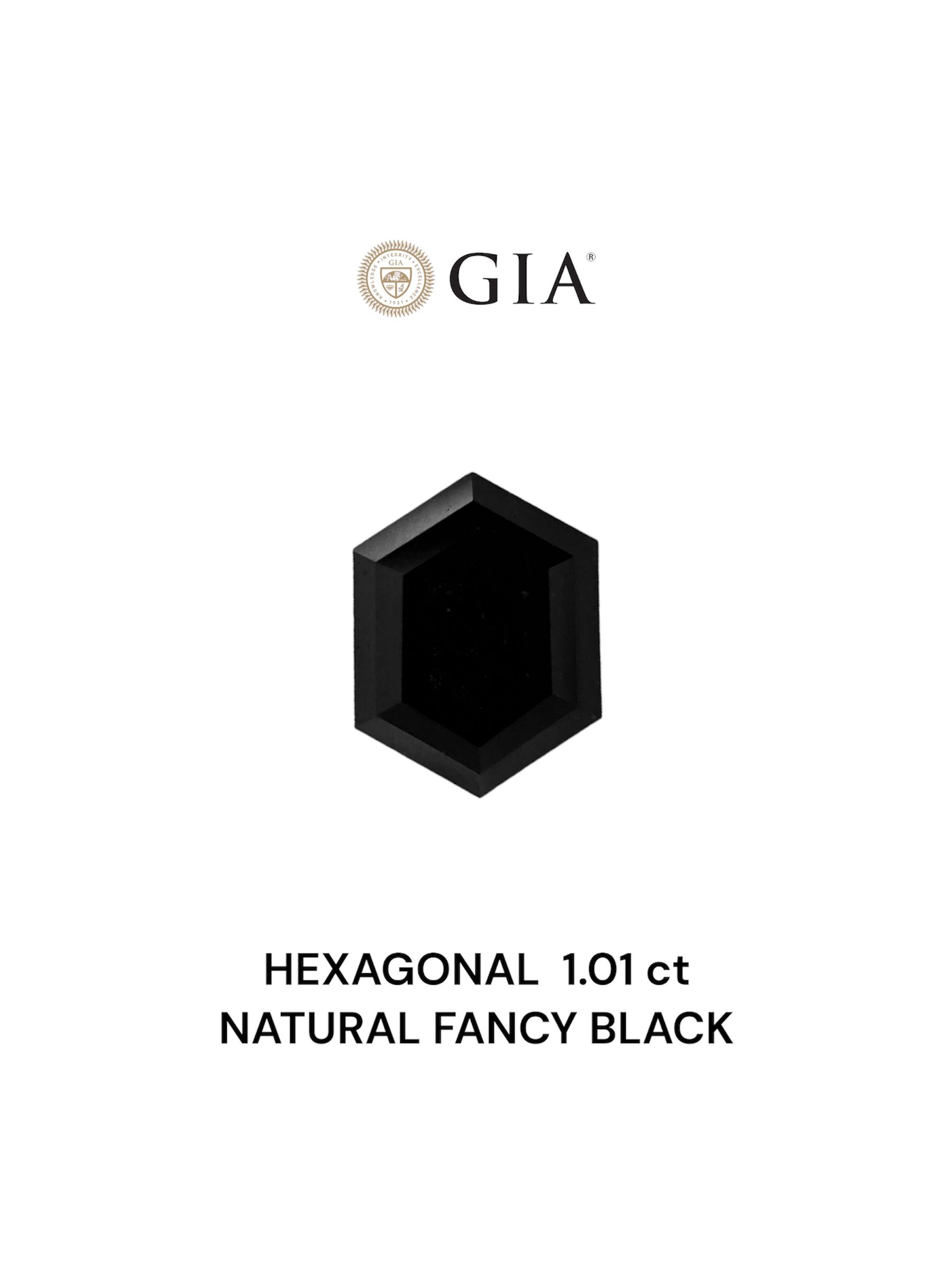 1.01 Carat Hexagonal Diamond Fancy Black VVS2