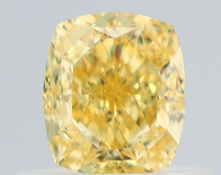 0.58 Carat Cushion brilliant Diamond Fancy Intense Yellow VS2