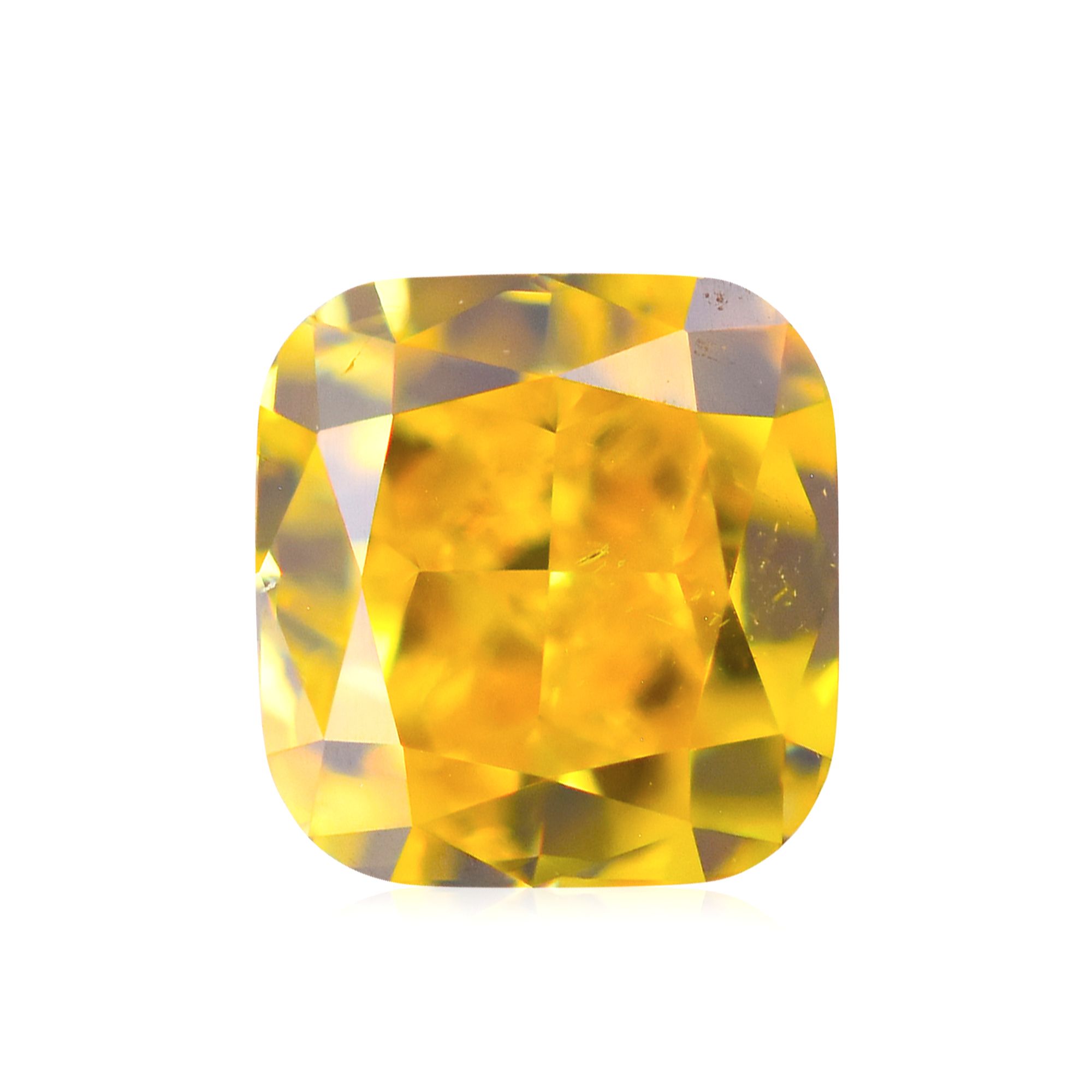 0.41 Carat Cushion brilliant Diamond Fancy Vivid Orangey Yellow SI1