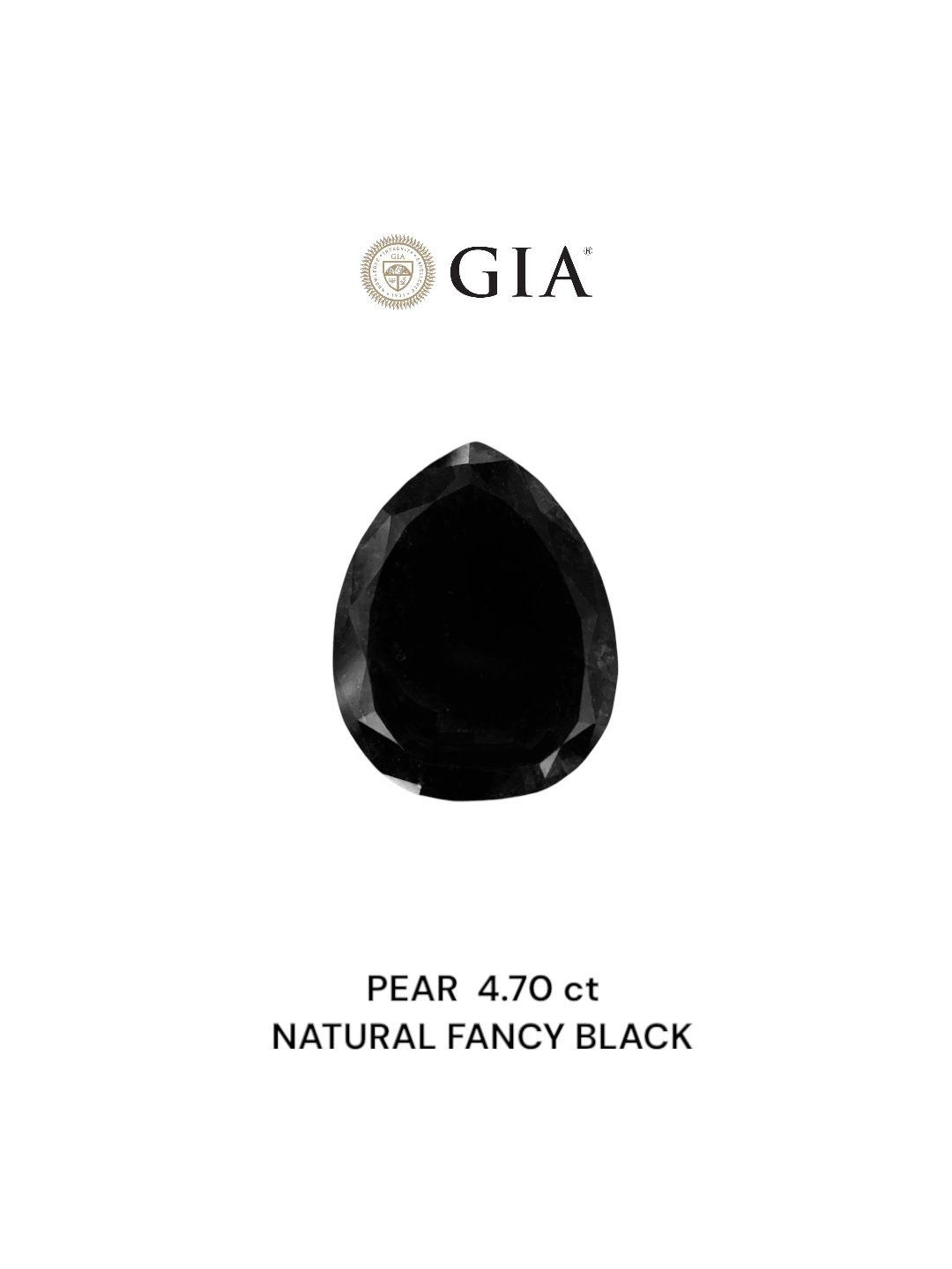 4.7 Carat Pear Diamond Fancy Black VVS2