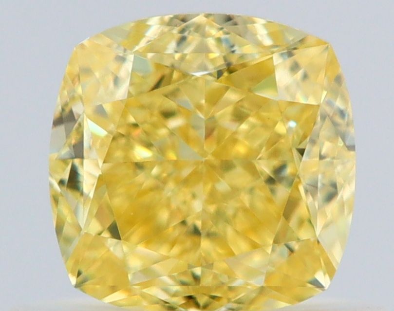0.68 Carat Cushion brilliant Diamond Fancy Intense Yellow VVS2