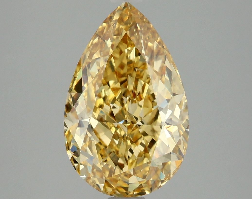 3.09 carat fancy vivid yellow VS2 EX Cut IGI pear diamond