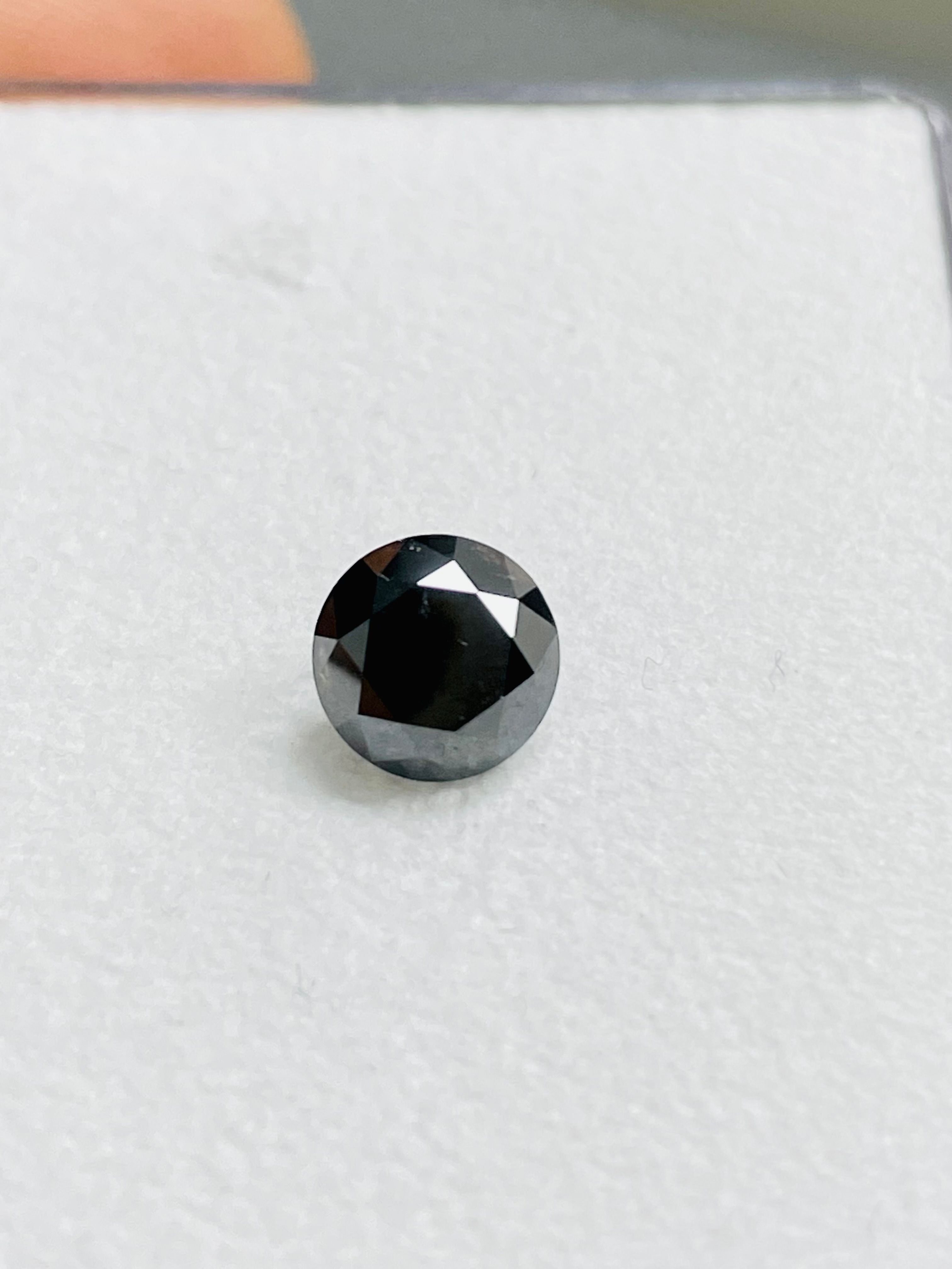 1.64 Carat Round Diamond Fancy Black 