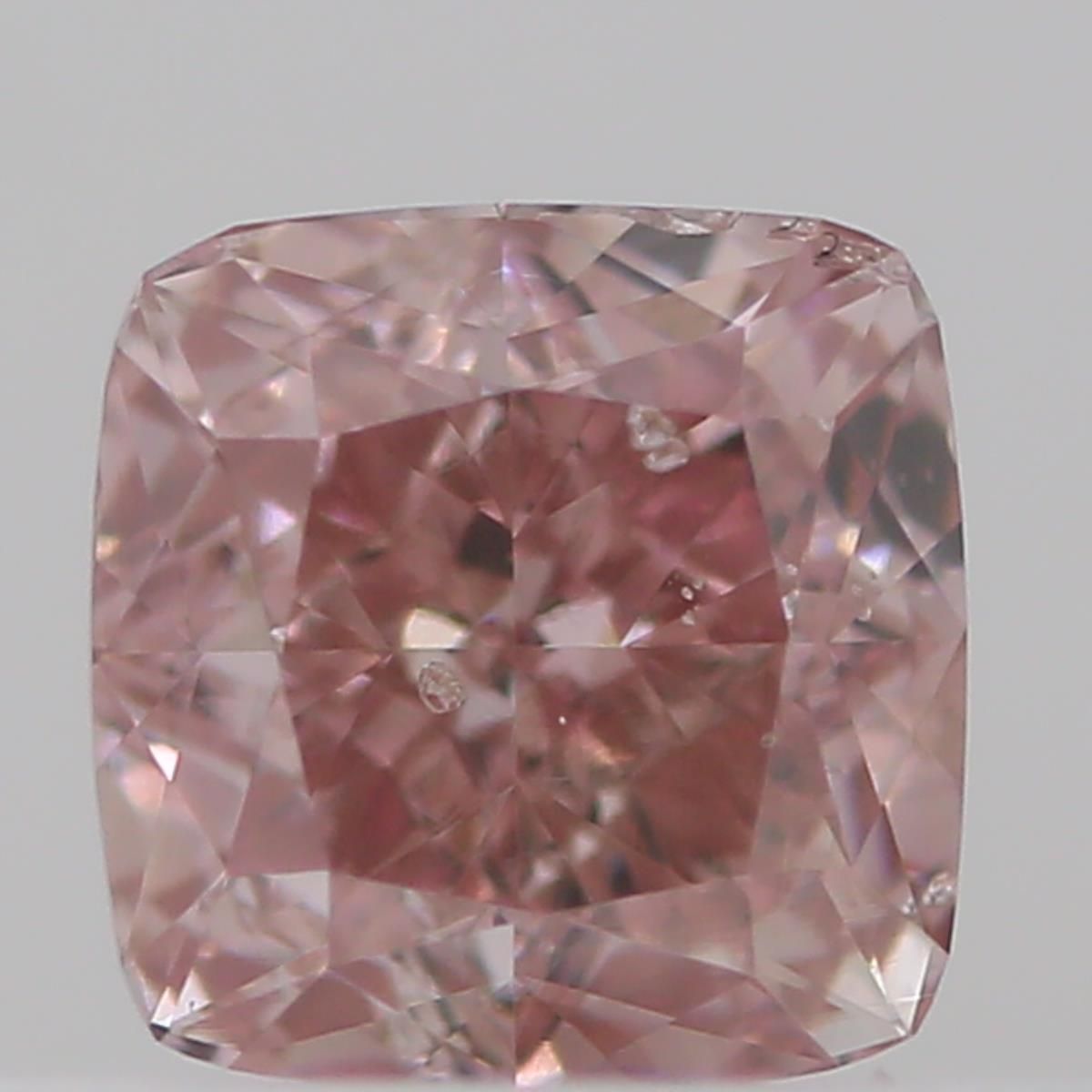 0.32 Carat Cushion brilliant Diamond Fancy Intense Orangey Pink SI2