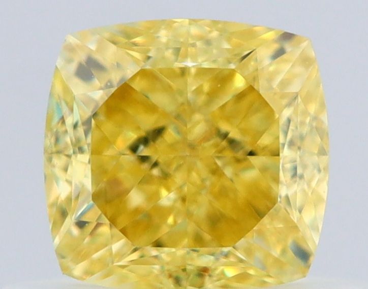 0.57 Carat Cushion brilliant Diamond Fancy Intense Yellow VVS2