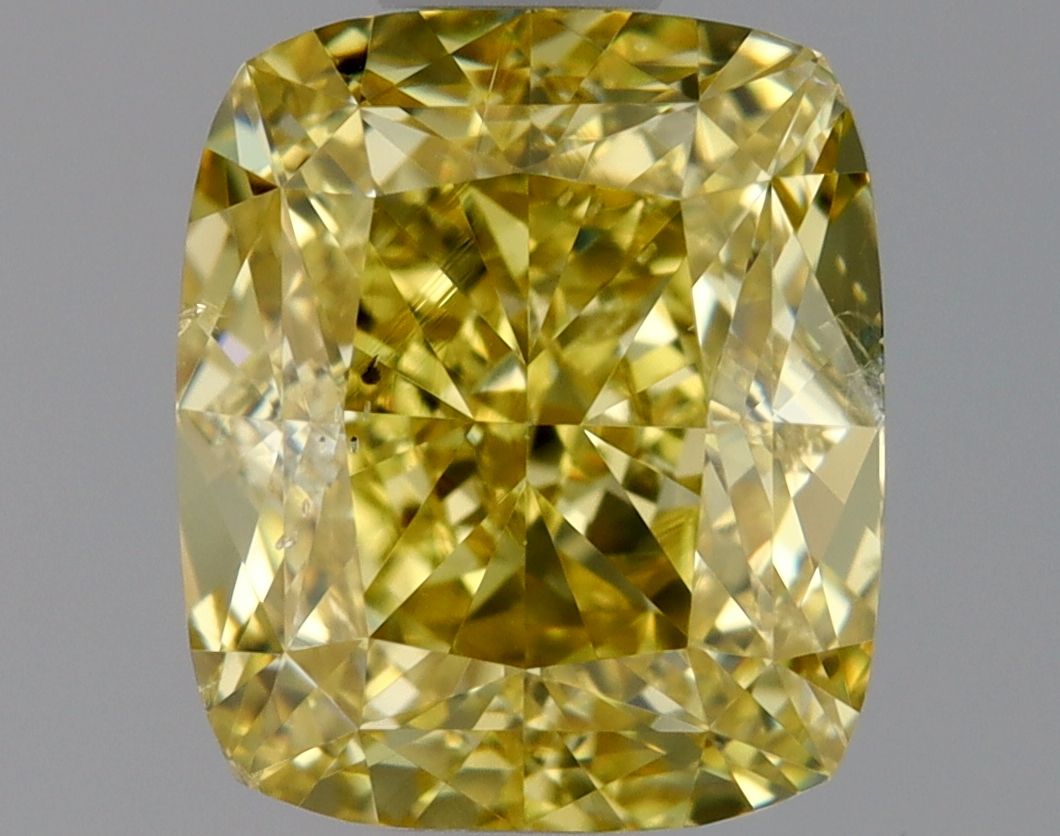 1.11 Carat Cushion brilliant Diamond Fancy Intense Yellowish Yellow SI2