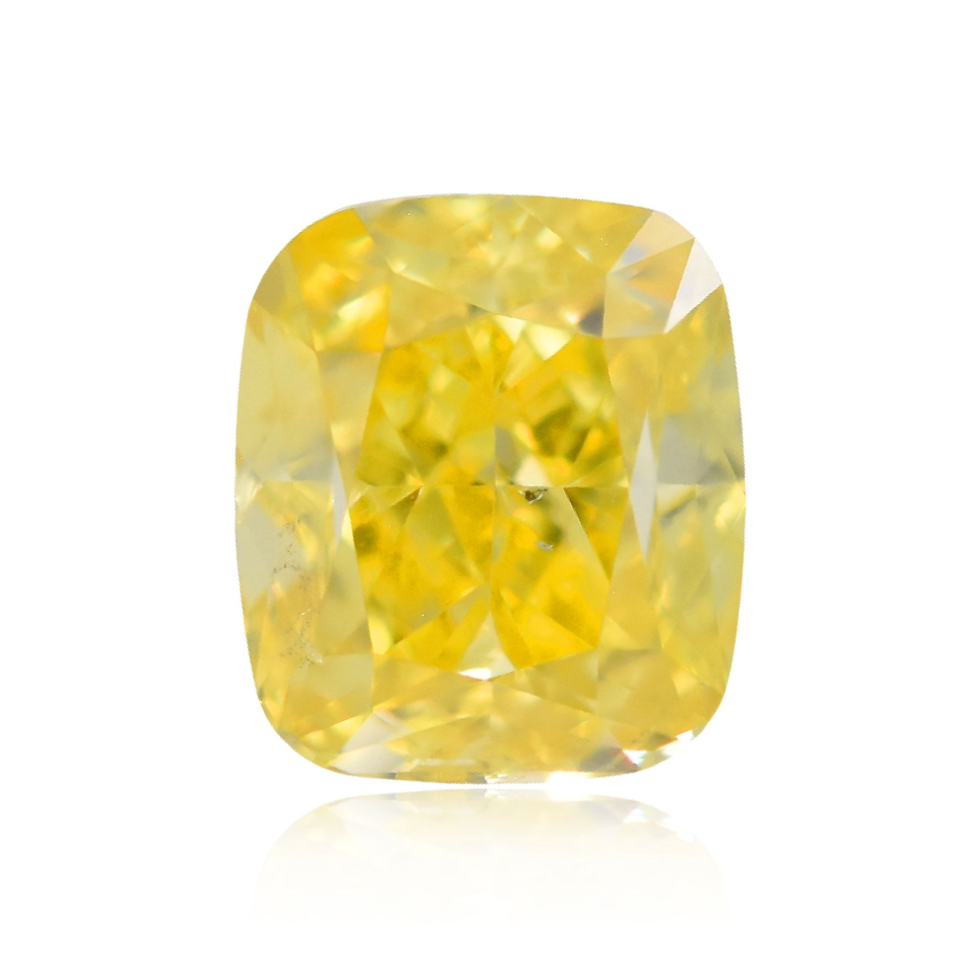 1 Carat Cushion brilliant Diamond Fancy Vivid  Yellow SI2