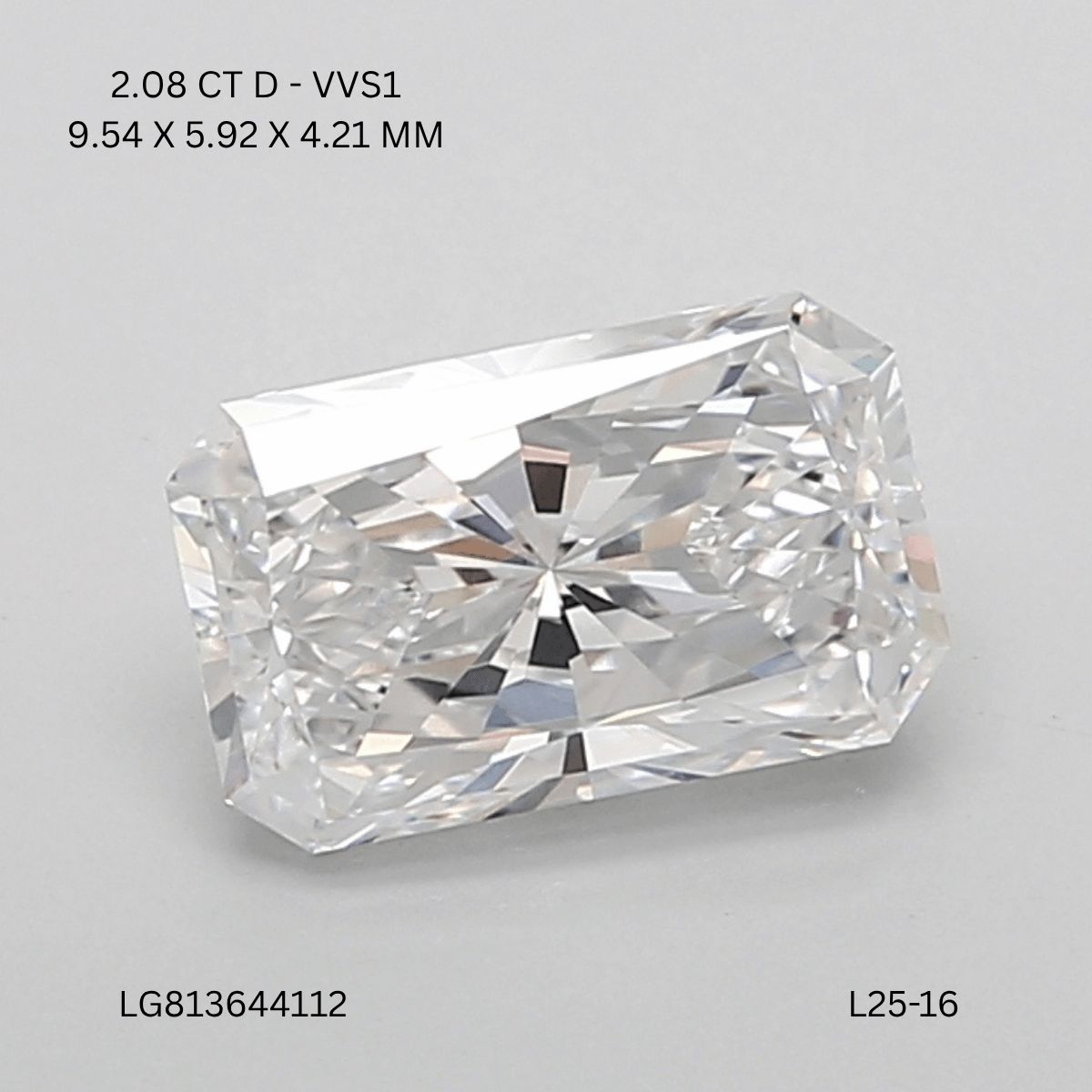 2.08 ct. radiant Lab Grown Diamond front image