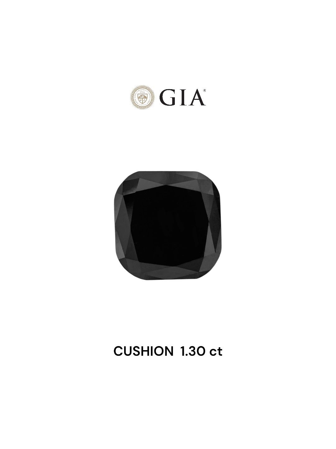 1.3 Carat Cushion brilliant Diamond Fancy Black VVS2