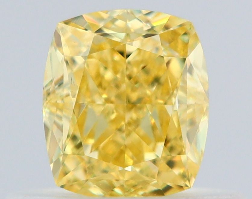 0.53 Carat Cushion brilliant Diamond Fancy Intense Yellow VS1