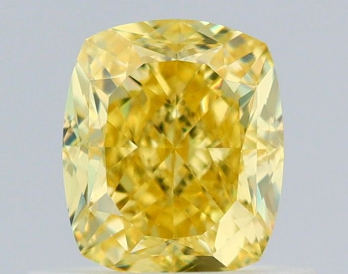 0.69 Carat Cushion brilliant Diamond Fancy Intense Yellow IF