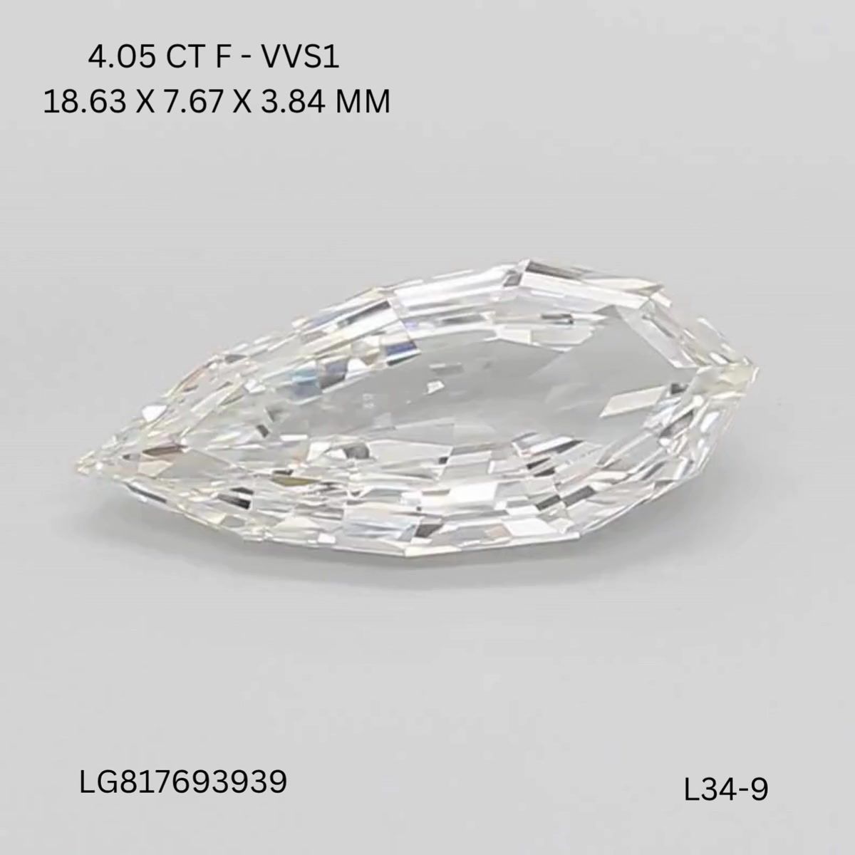 4.05 ct. pear Lab Grown Diamond front image
