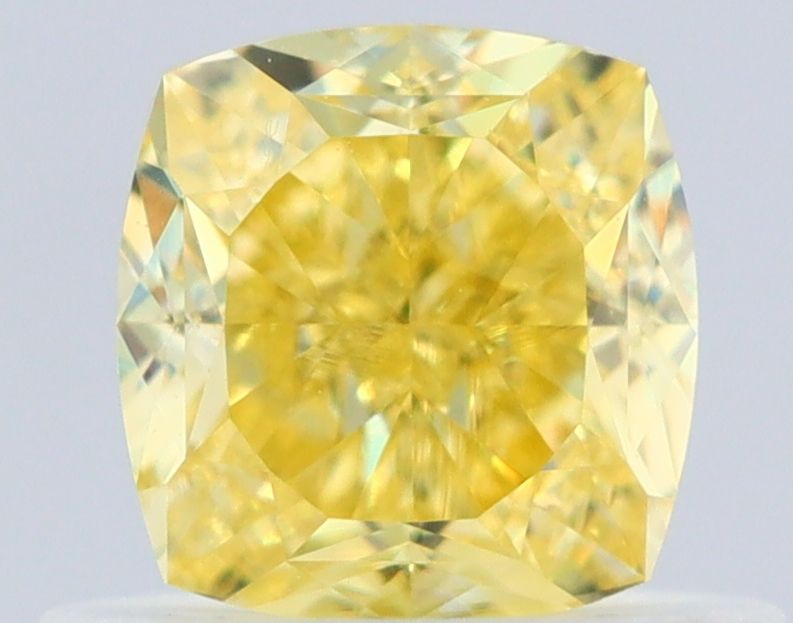 0.68 Carat Cushion brilliant Diamond Fancy Intense Yellow FL