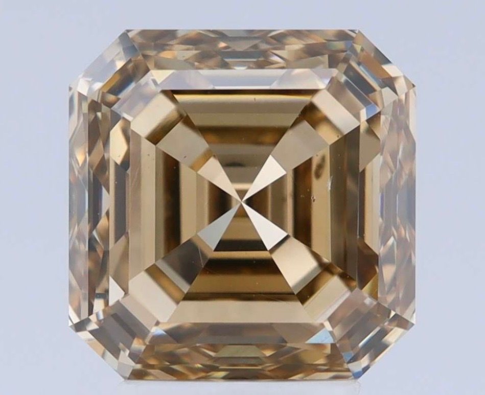 4.03 Carat Asscher Diamond Yellowish Brown VS2