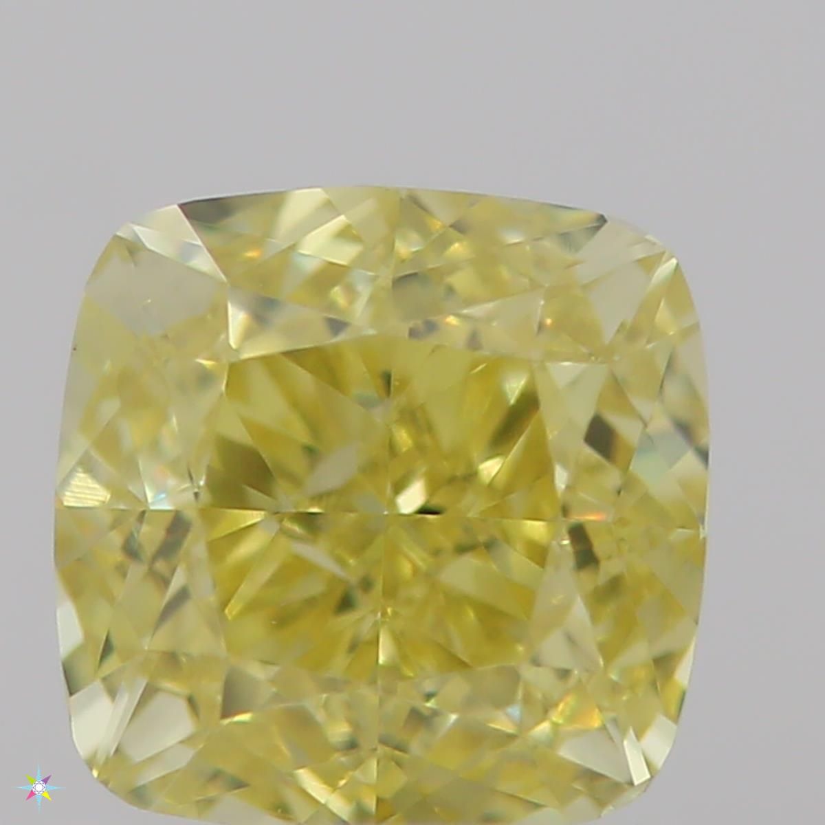 0.45 Carat Cushion brilliant Diamond Fancy Intense  Yellow VS2