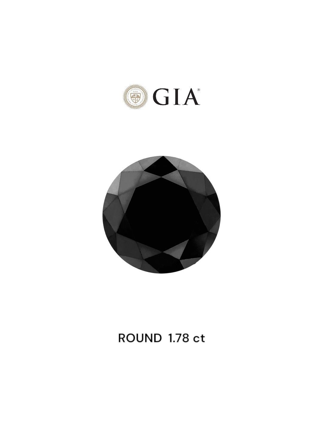 1.78 Carat Round Diamond Black 