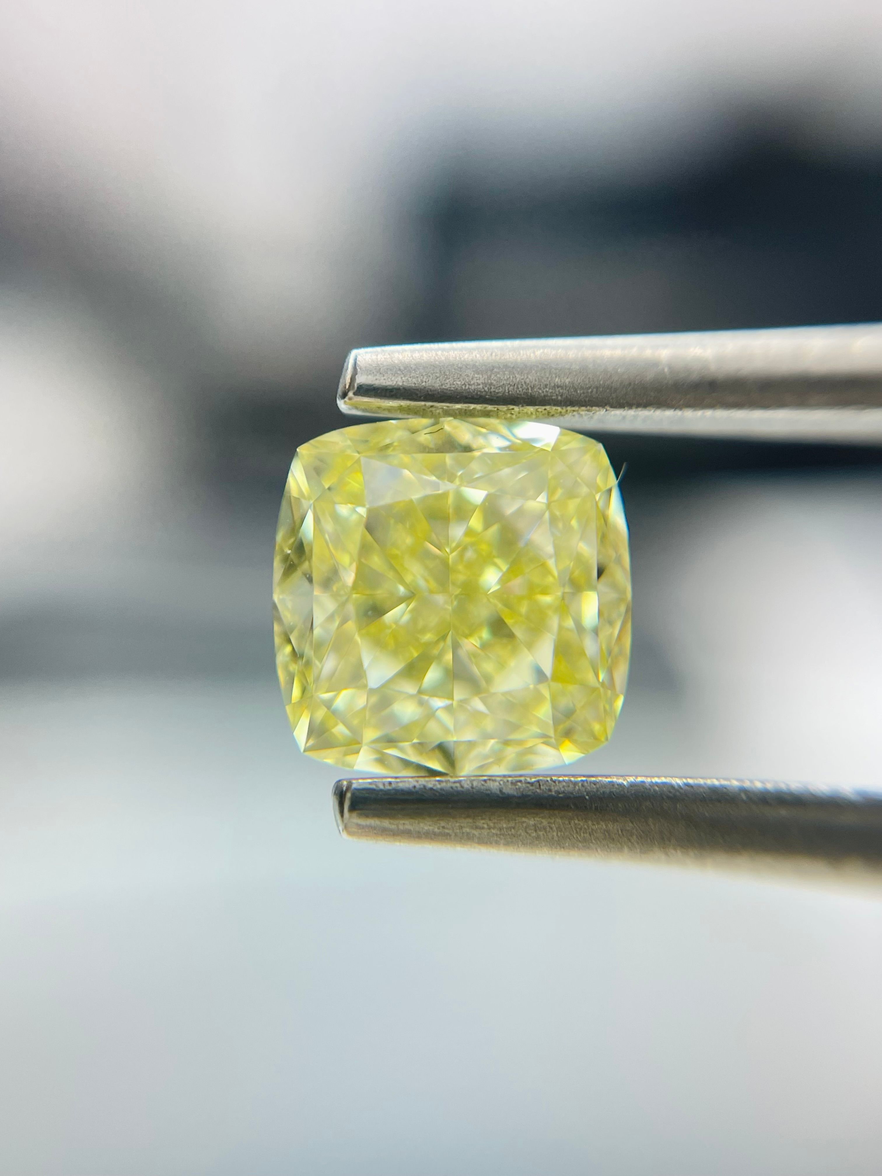 1.71 Carat Cushion modified Diamond Fancy Yellow VS2