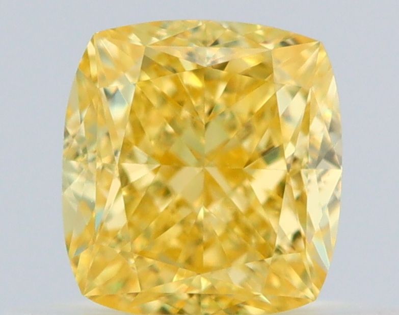 0.51 Carat Cushion brilliant Diamond Fancy Intense Yellow VS2