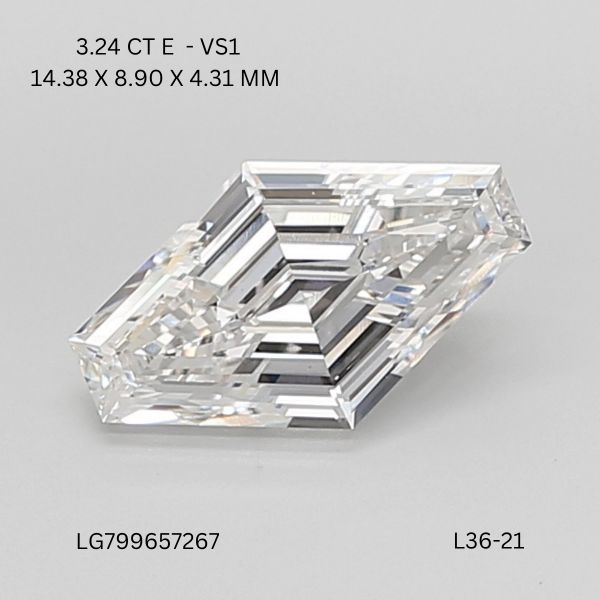 3.24 ct lab-grown Lozenge Diamond