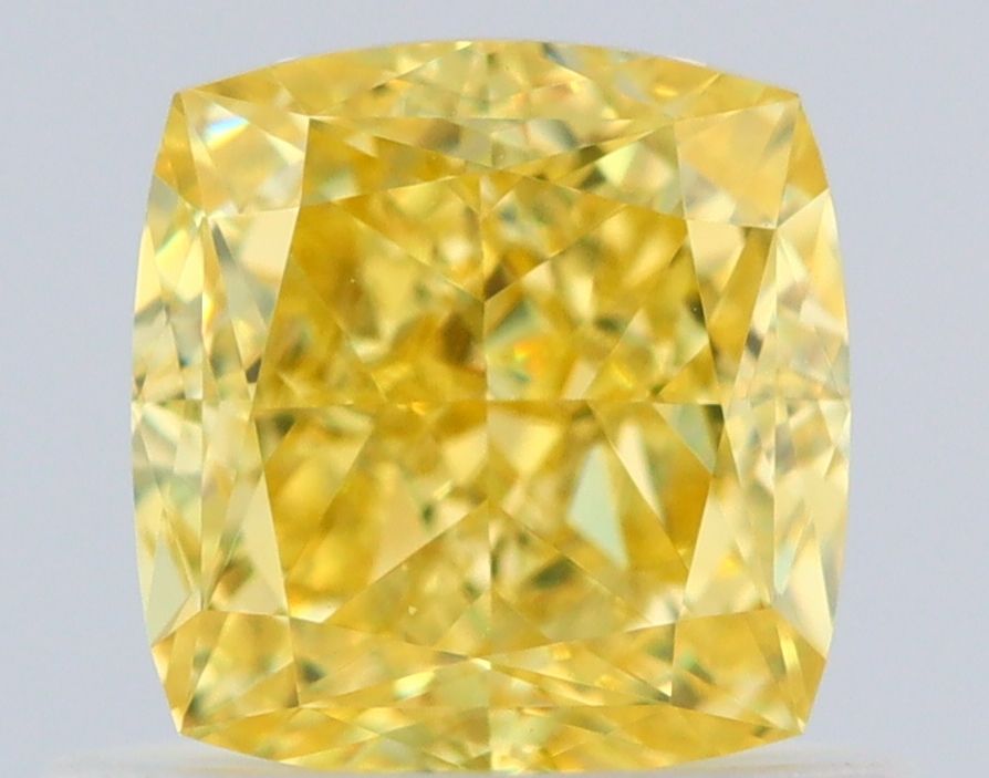 0.8 Carat Cushion brilliant Diamond Fancy Intense Yellow VVS2