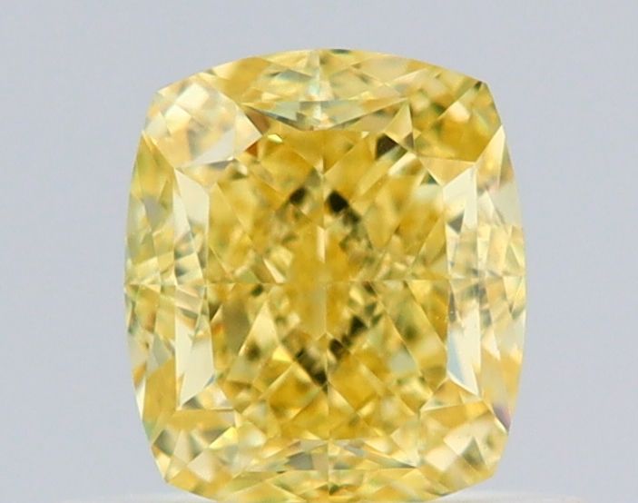 0.68 Carat Cushion brilliant Diamond Fancy Intense Yellow VVS1