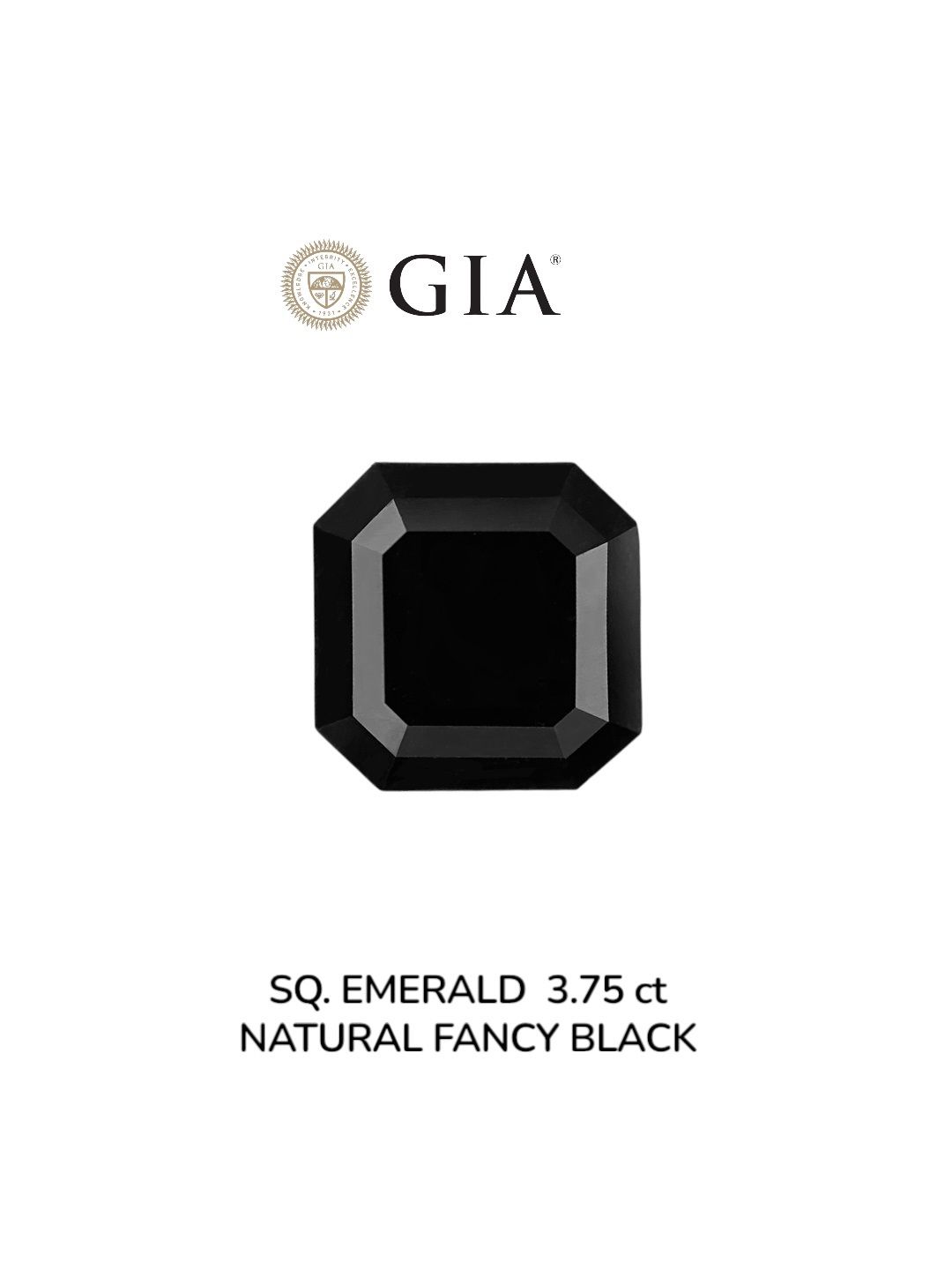 3.75 Carat Square emerald Diamond Fancy Black VVS2