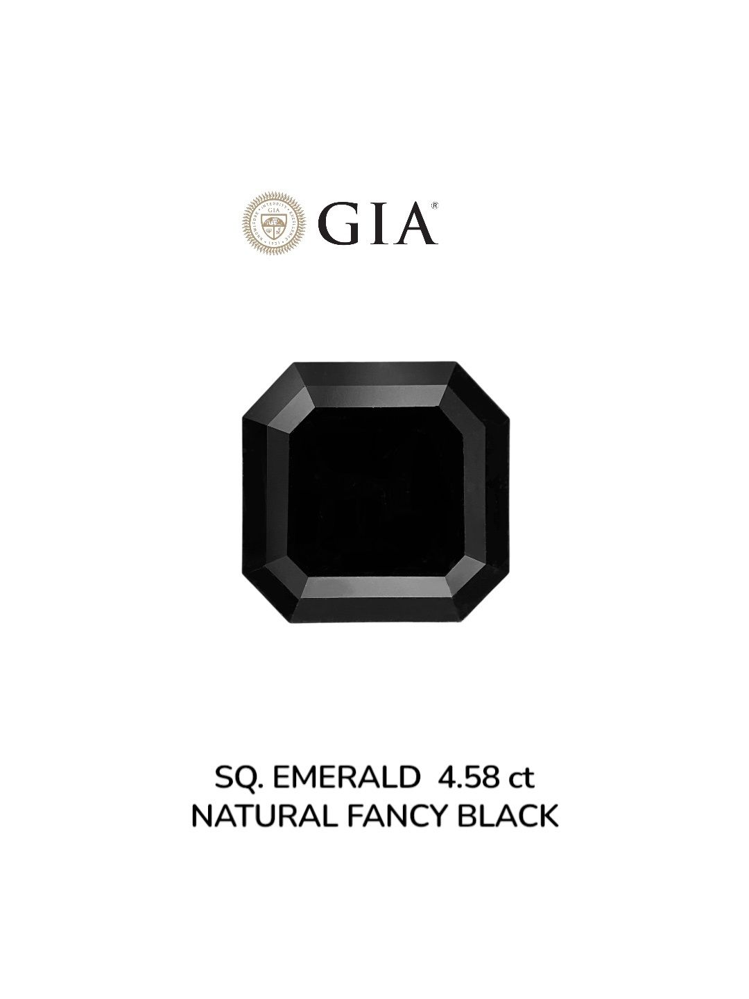 4.58 Carat Square emerald Diamond Fancy Black VVS2