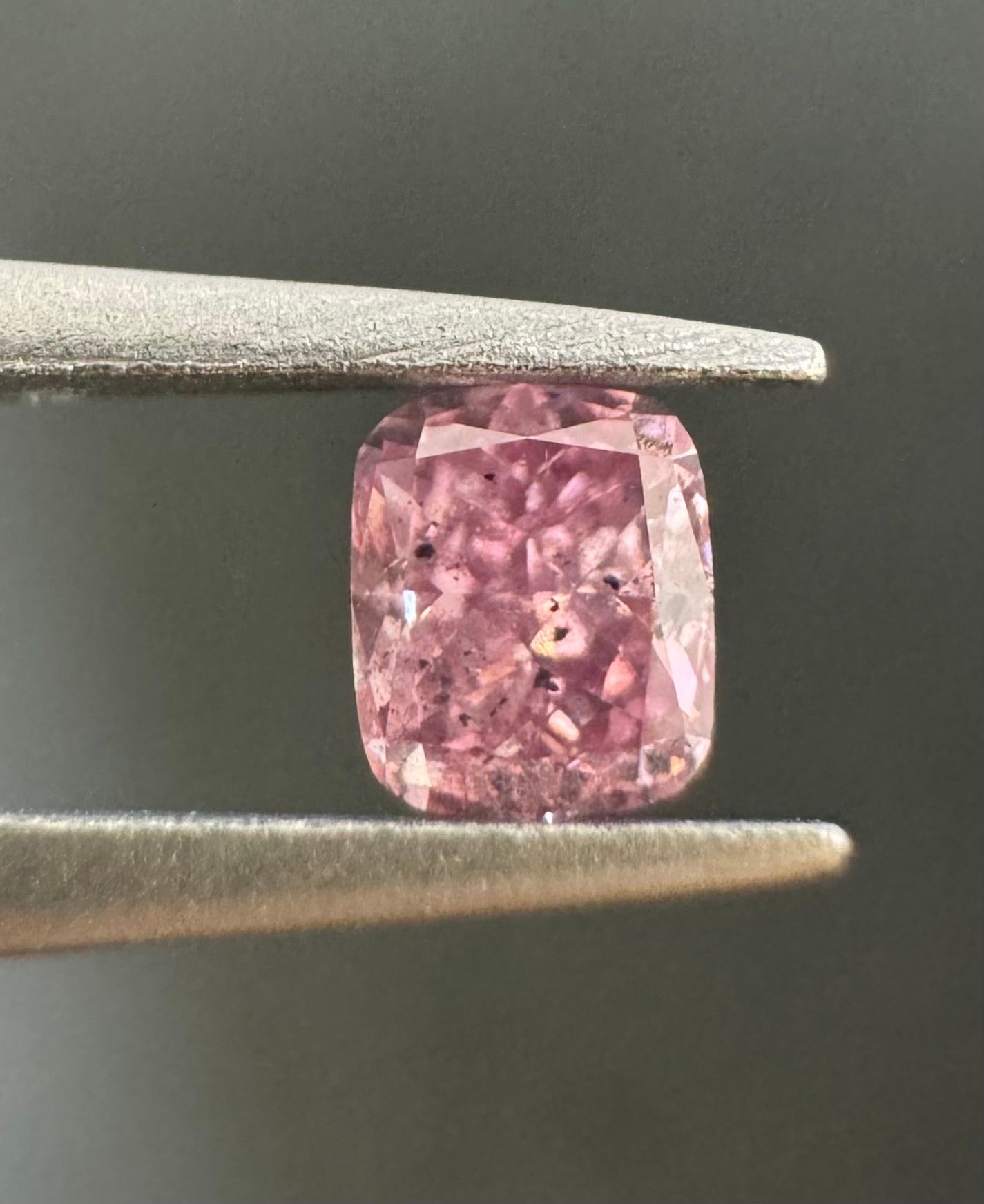 0.21 Carat Cushion brilliant Diamond Fancy Deep Purplish Pink 