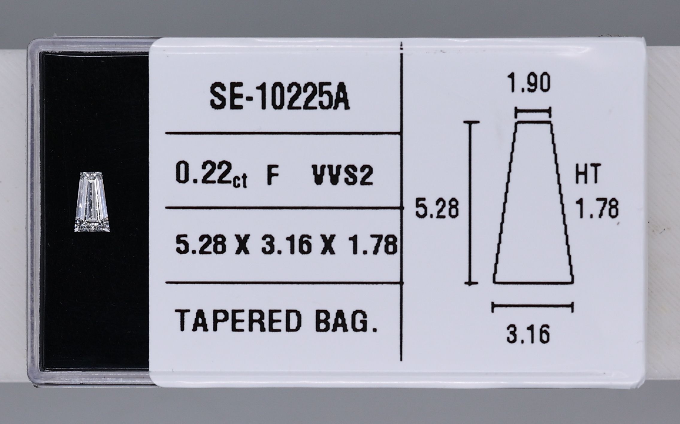 0.22 Carat Tapered baguette Diamond F VVS2
