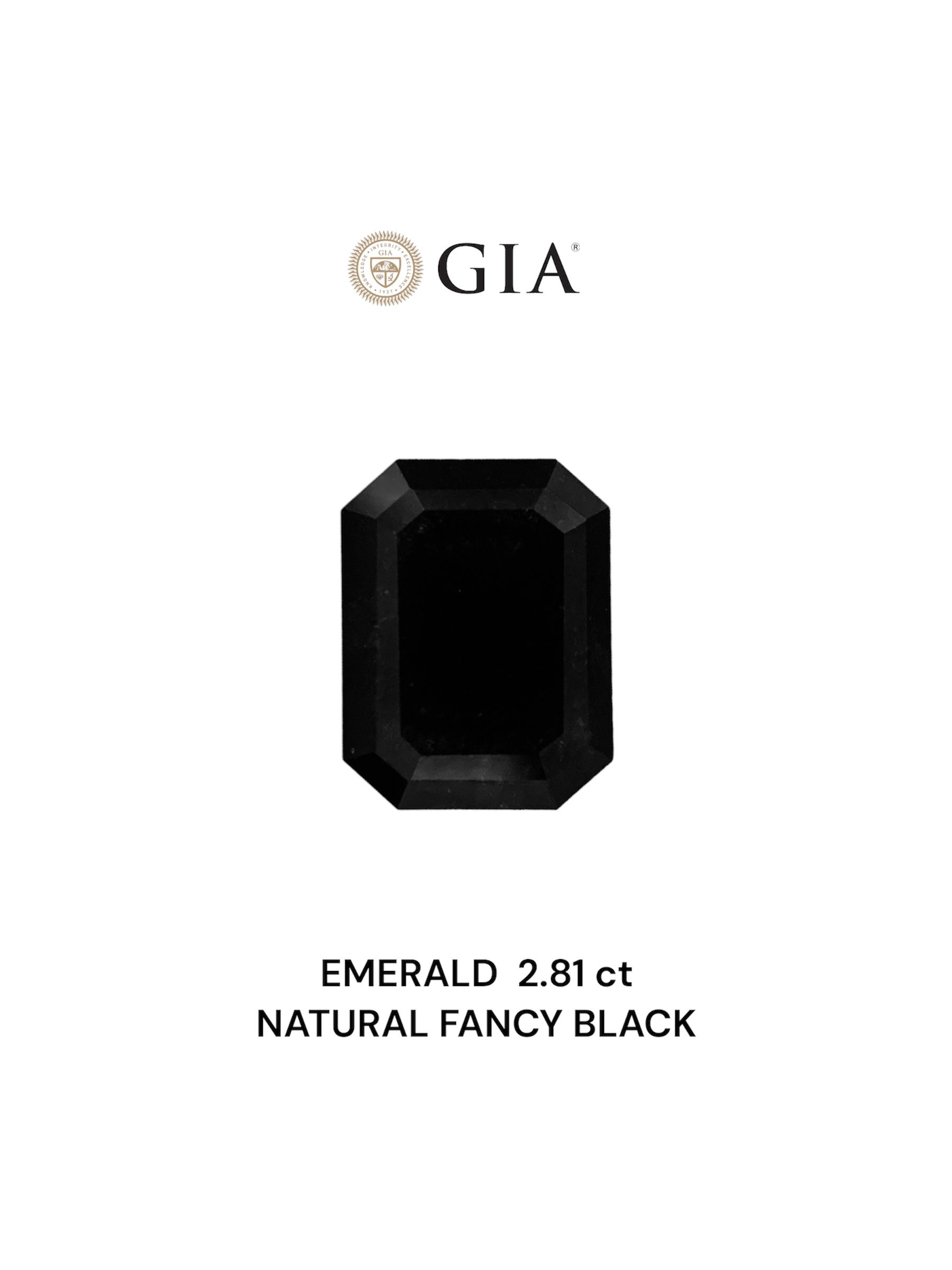 2.81 Carat Emerald Diamond Fancy Black VVS2