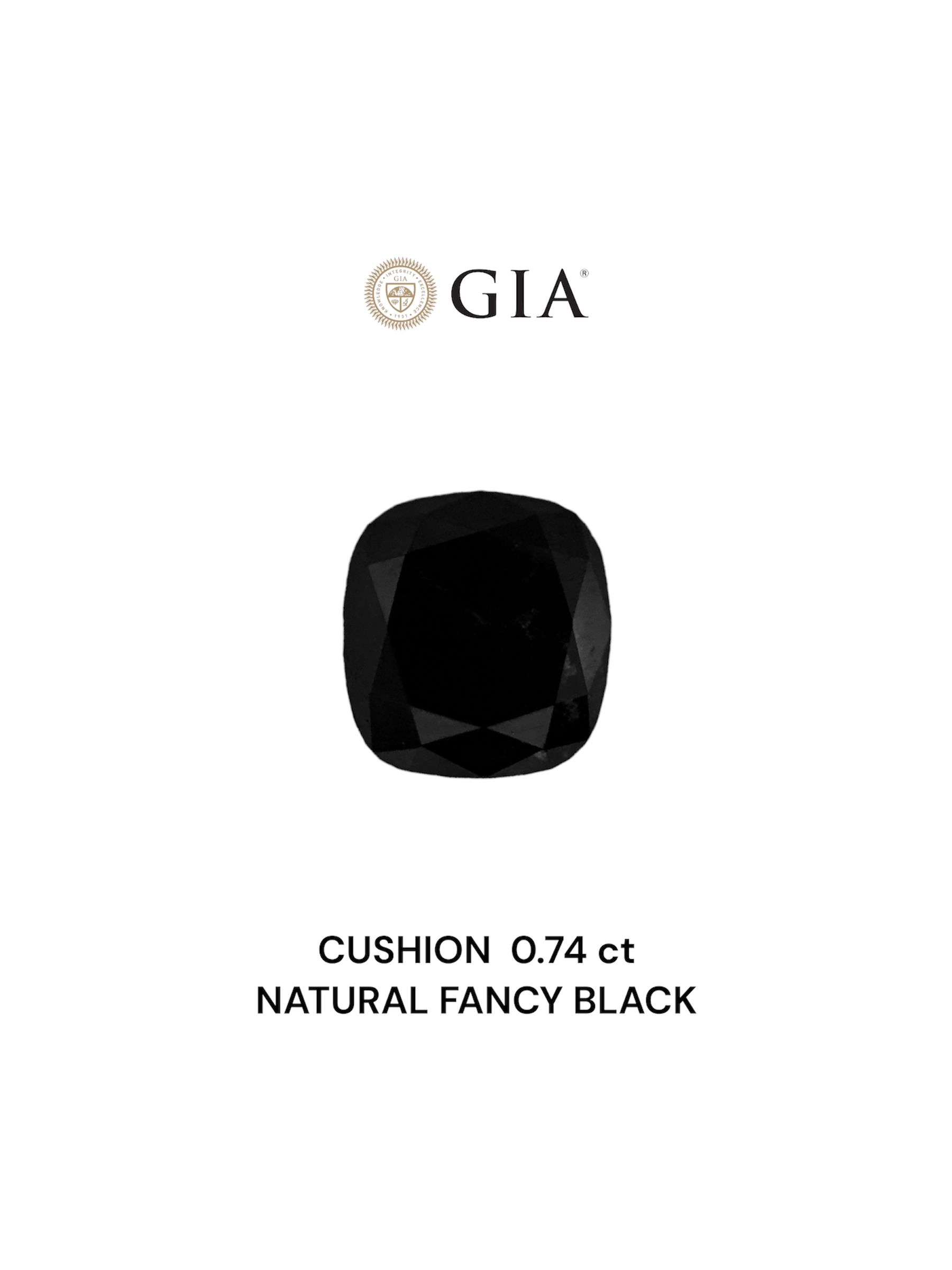 0.74 Carat Cushion brilliant Diamond Fancy Black VVS2