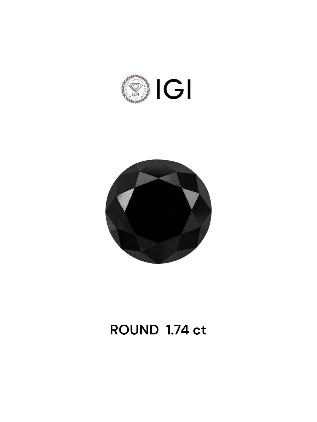 1.74 Carat Round Diamond Black 