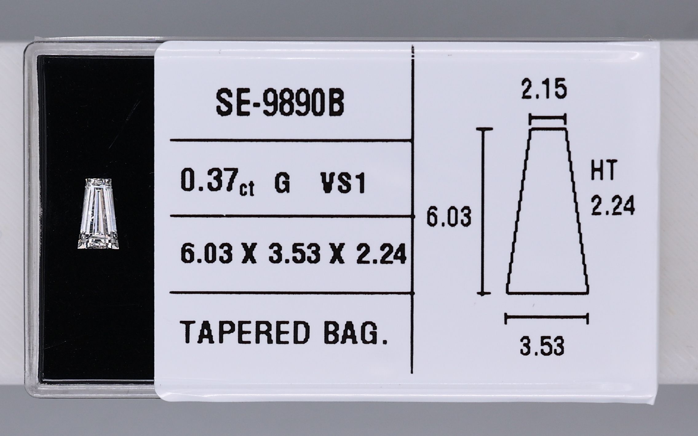 0.37 Carat Tapered baguette Diamond G VS1