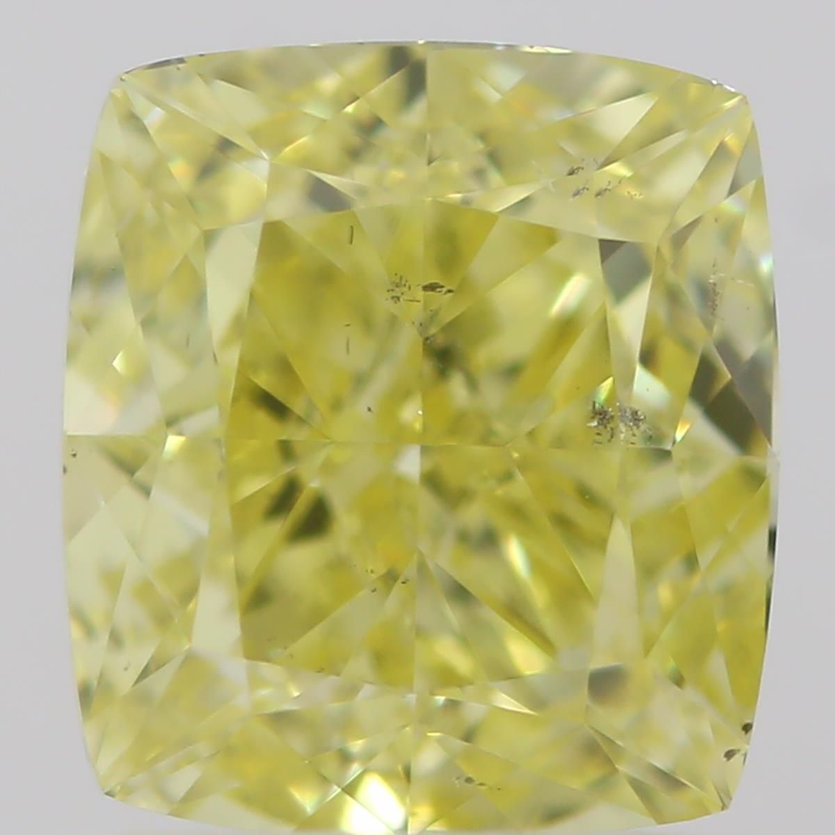 1 Carat Cushion brilliant Diamond Fancy Intense  Yellow SI1