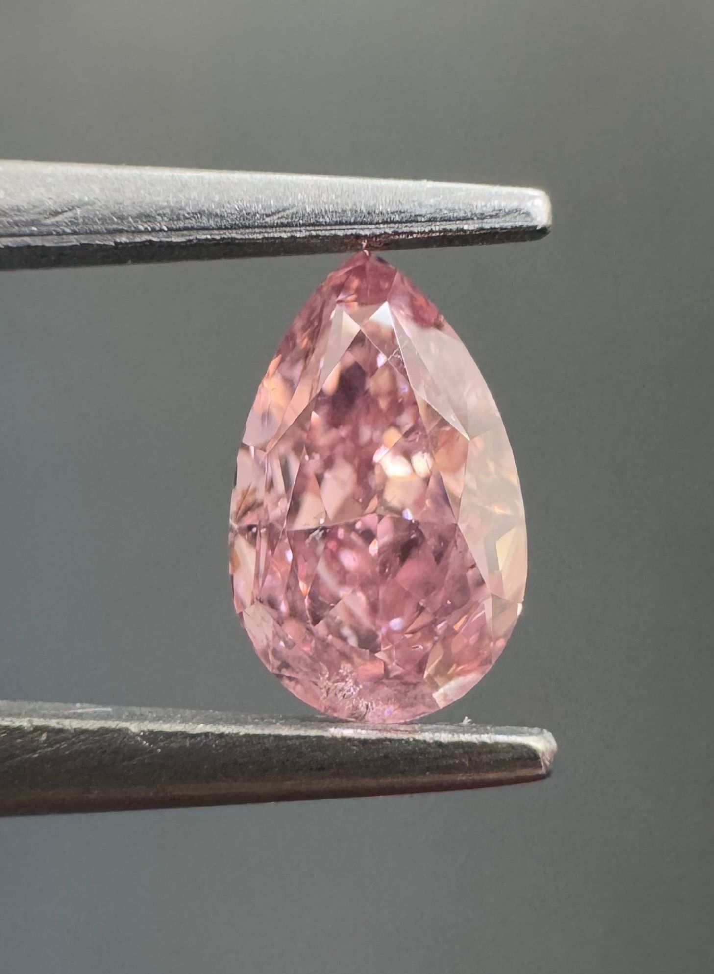 0.31 Carat Pear Diamond Fancy Intense Pink I1