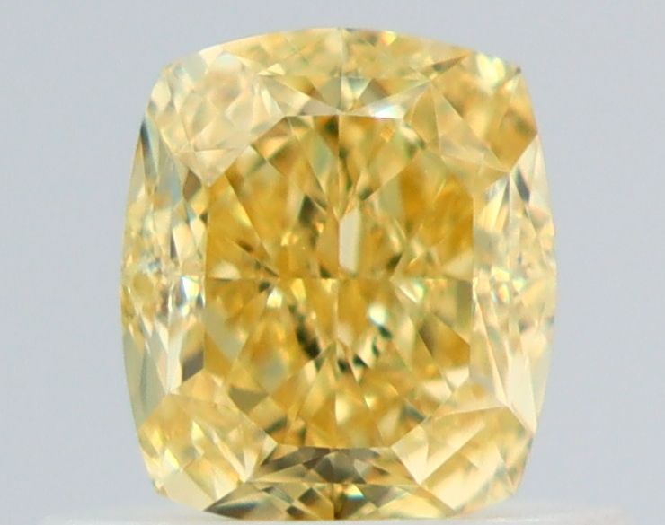 0.61 Carat Cushion brilliant Diamond Fancy Intense Yellow VVS2