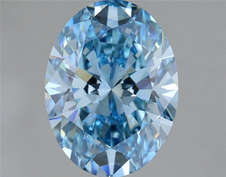 3.11 carat fancy vivid blue VS2 EX Cut IGI oval diamond