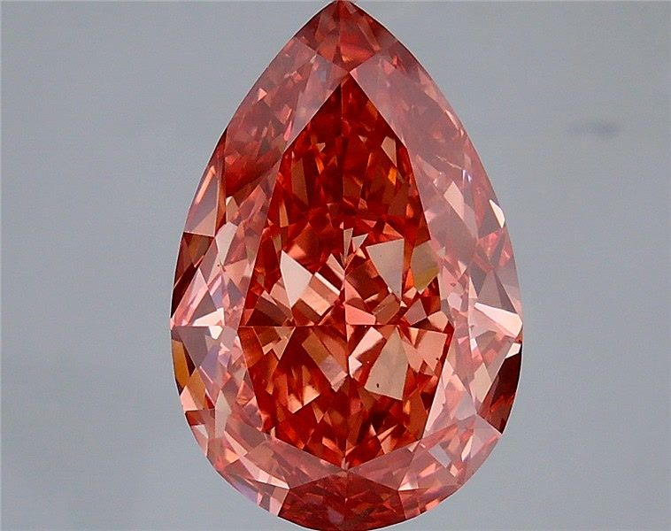 6.03 carat fancy vivid red VS1 EX Cut IGI pear diamond
